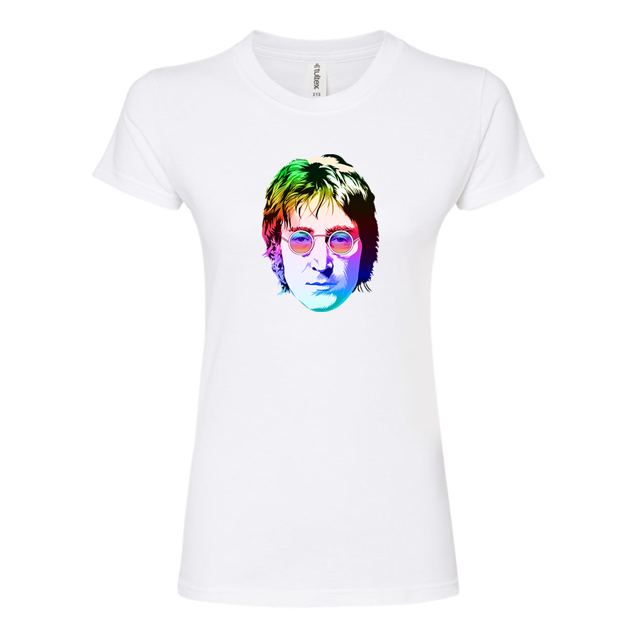 Women’s John Lennon Face Art Music Round Neck T-Shirt